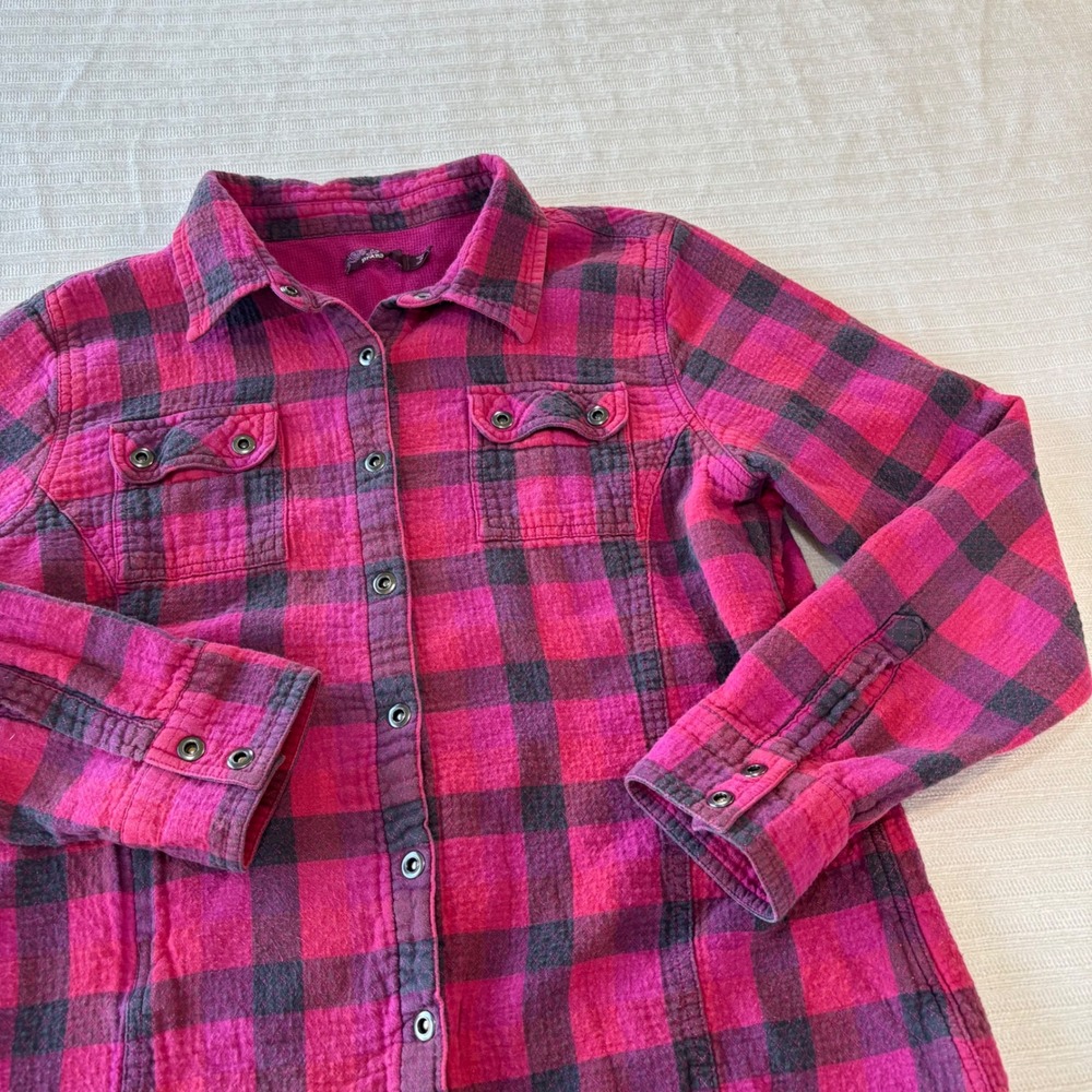 Prana Womens Pink Purple Plaid Organic Cotton Thermal Flannel Shirt W2BRID314 L